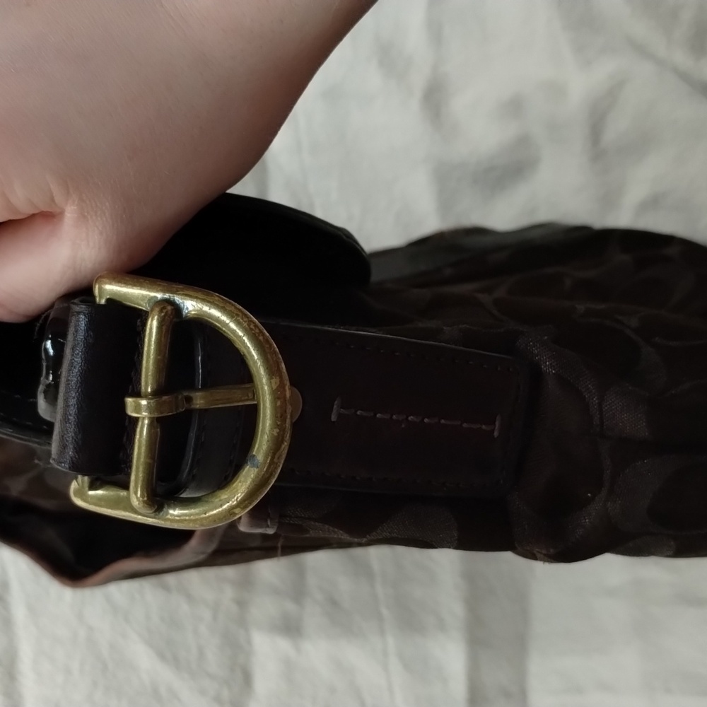 COACH Dark Brown Sparkly Signature Bag - Picture 7 of 14